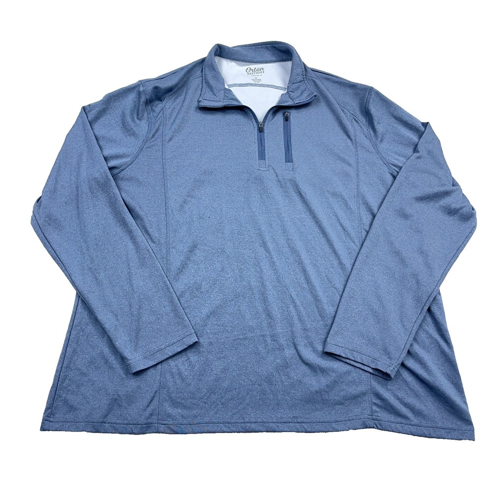 Orton Brothers Sweater Men XL Blue Pullover Quarter Zip Performance Wicking Golf